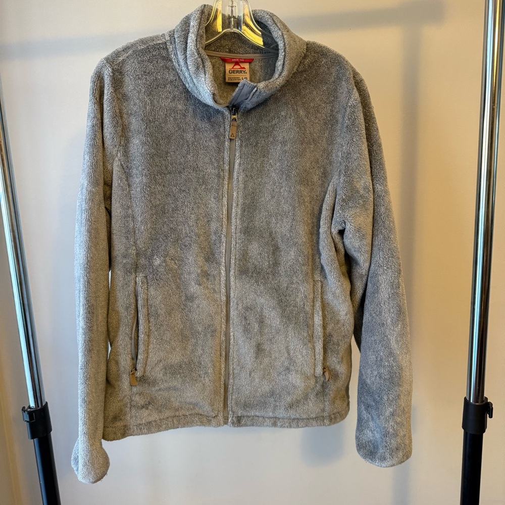 Gerry Women’s Gray Fleece Jacket Full Zip Long Sleeve Sz Large EUC